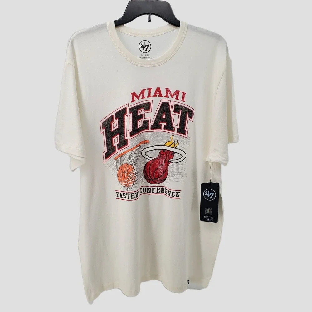 47 Brand Miami Heat Eastern Conference Graphic T Shirt Mens XL‎ Cream Basketball
